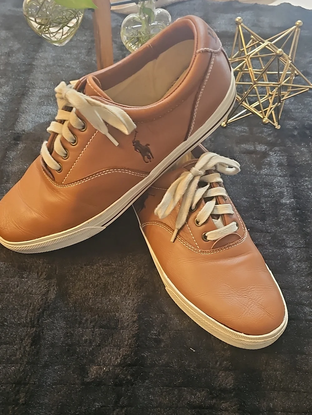 Polo by Ralph Lauren Tan Leather Low-Top Sneakers